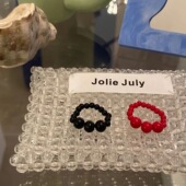 串珠戒指极简特别款 JolieJuly韩国代购 大小珠珠精致款 红色黑色