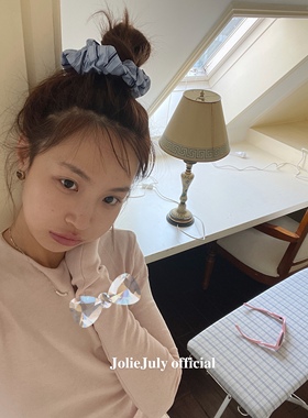 JolieJuly韩国代购 蓝色条纹蝴蝶结极简风甜美可爱大肠发圈发带