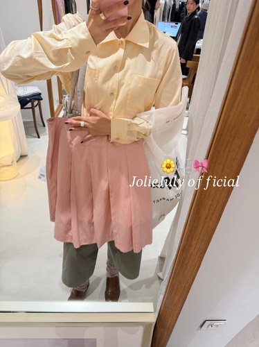 JolieJuly韩国正品 设计师品牌桃粉色百褶裙