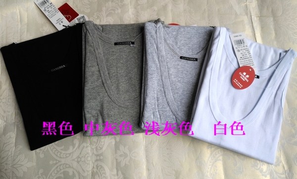 港莎 全棉休闲男士背心    白色 黑色 浅灰色 中灰色 55603