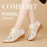 Летняя обувь для матери, танцующие туфли, мягкая подошва, из натуральной кожи, для среднего возраста