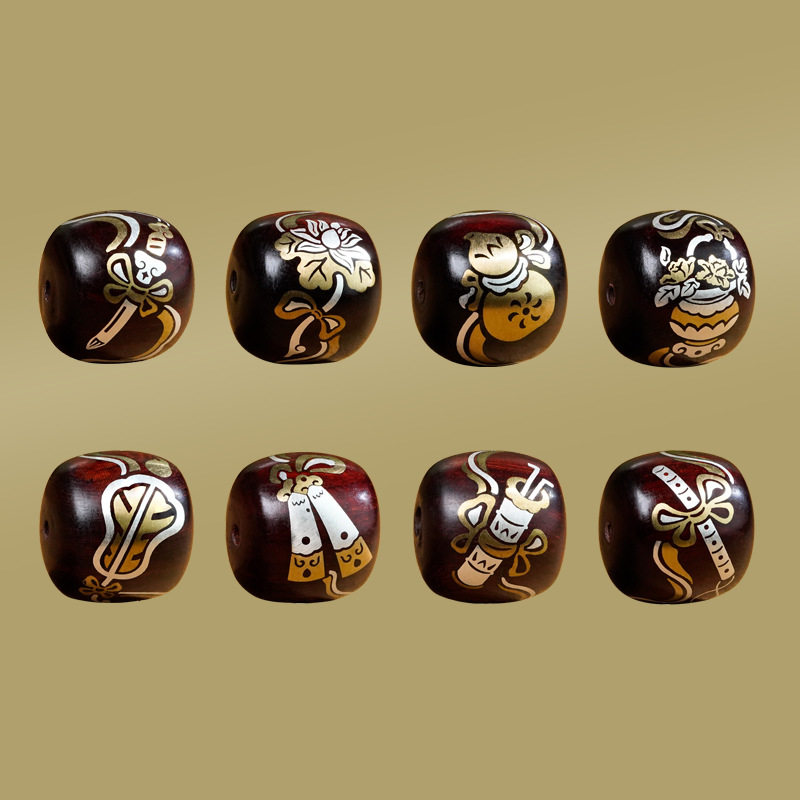 小叶紫檀木镶银首饰散珠配珠八仙法器道家饰品老型珠手串配件