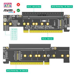PCI-E 16x 5.0转x8x4x4半高转全高拆分卡 NVMEssd扩展卡支持Gen5