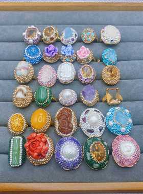 高级感戒指小众设计镶钻不掉色开口可调节法式高级感轻奢百搭女