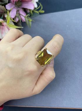 土耳其变色石苏丹石方糖戒指新潮气质女小众高级开口可调节不掉色