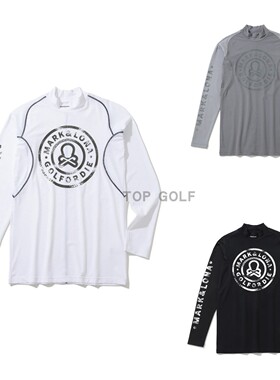 韩国代购MARK LONA高尔夫服装 25秋男半高领图案弹力长袖套头衫