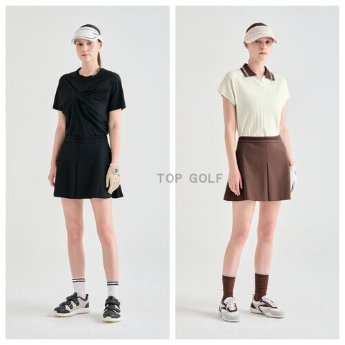 韩国代购LANVINBLANC高尔夫裙子 26夏女纯色速干褶皱防晒半身短裙