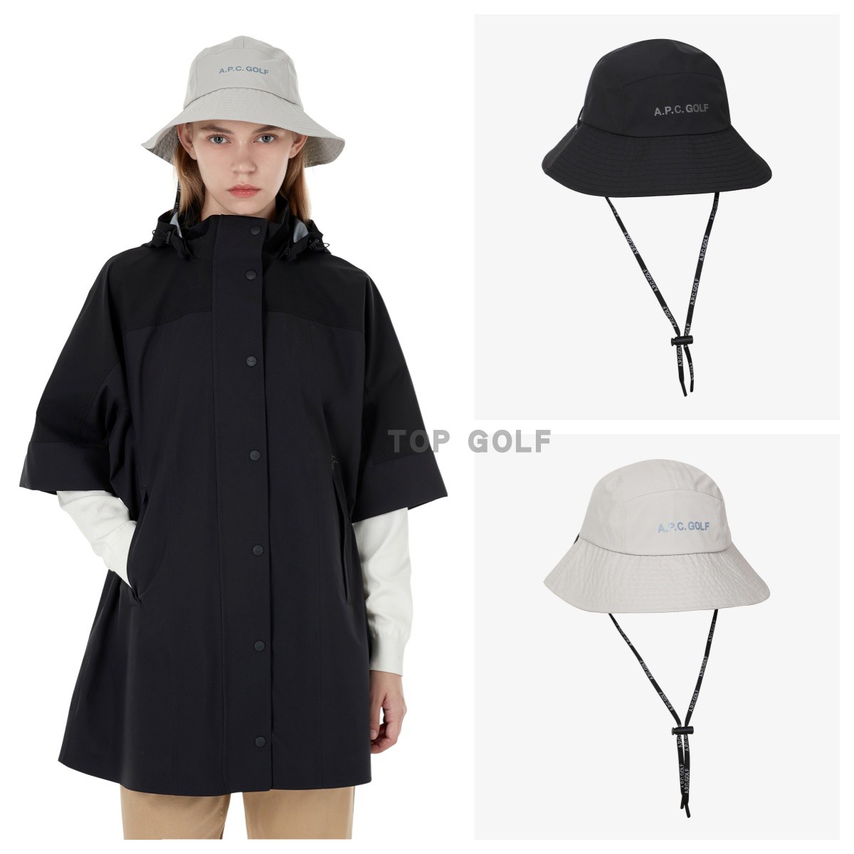 韩国代购APC GOLF高尔夫帽子24秋男女logo标志下场防水雨帽渔夫帽
