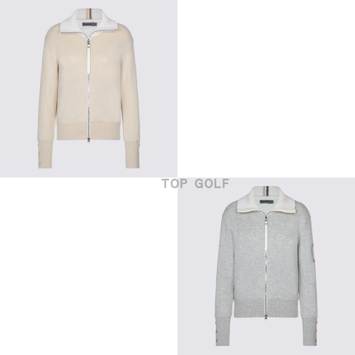 韩国代购G/FORE 高尔夫球服 25冬女翻领拉链山羊绒防风毛衣外套