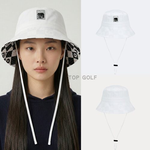 韩国代购 AVEN GOLF 高尔夫帽子 26夏女千鸟格双面戴防晒渔夫帽