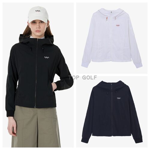 韩国代购APC GOLF高尔夫上衣26夏女连帽抽绳拉链纯色防风长袖外套
