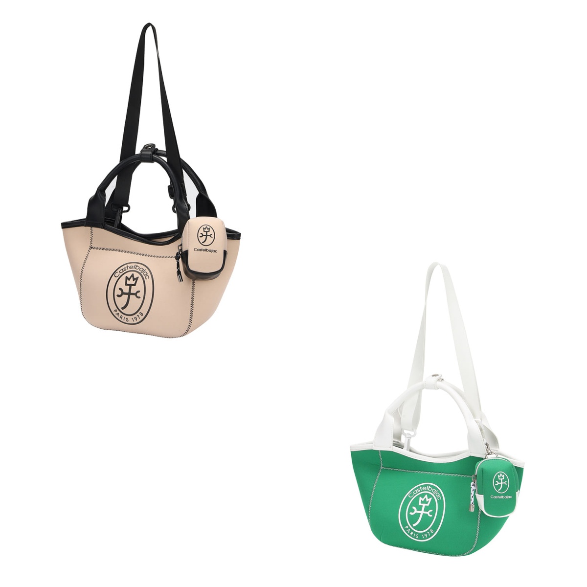 韩国代购Castelbajac C牌高尔夫箱包 25夏女logo标单肩手提托特包