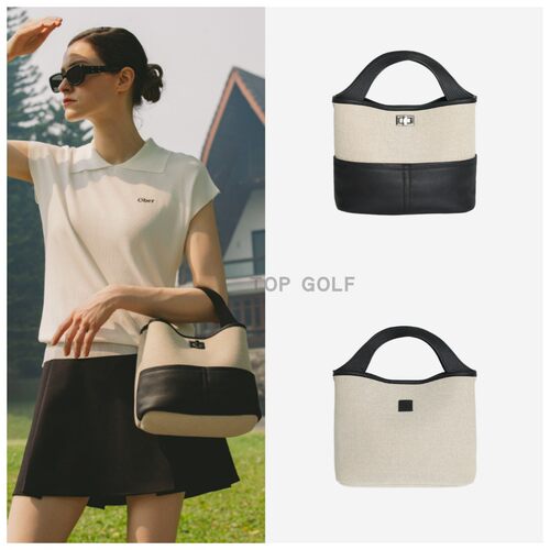 韩国代购 ober golf 高尔夫球包 26夏女配色拼接便携收纳手拎包