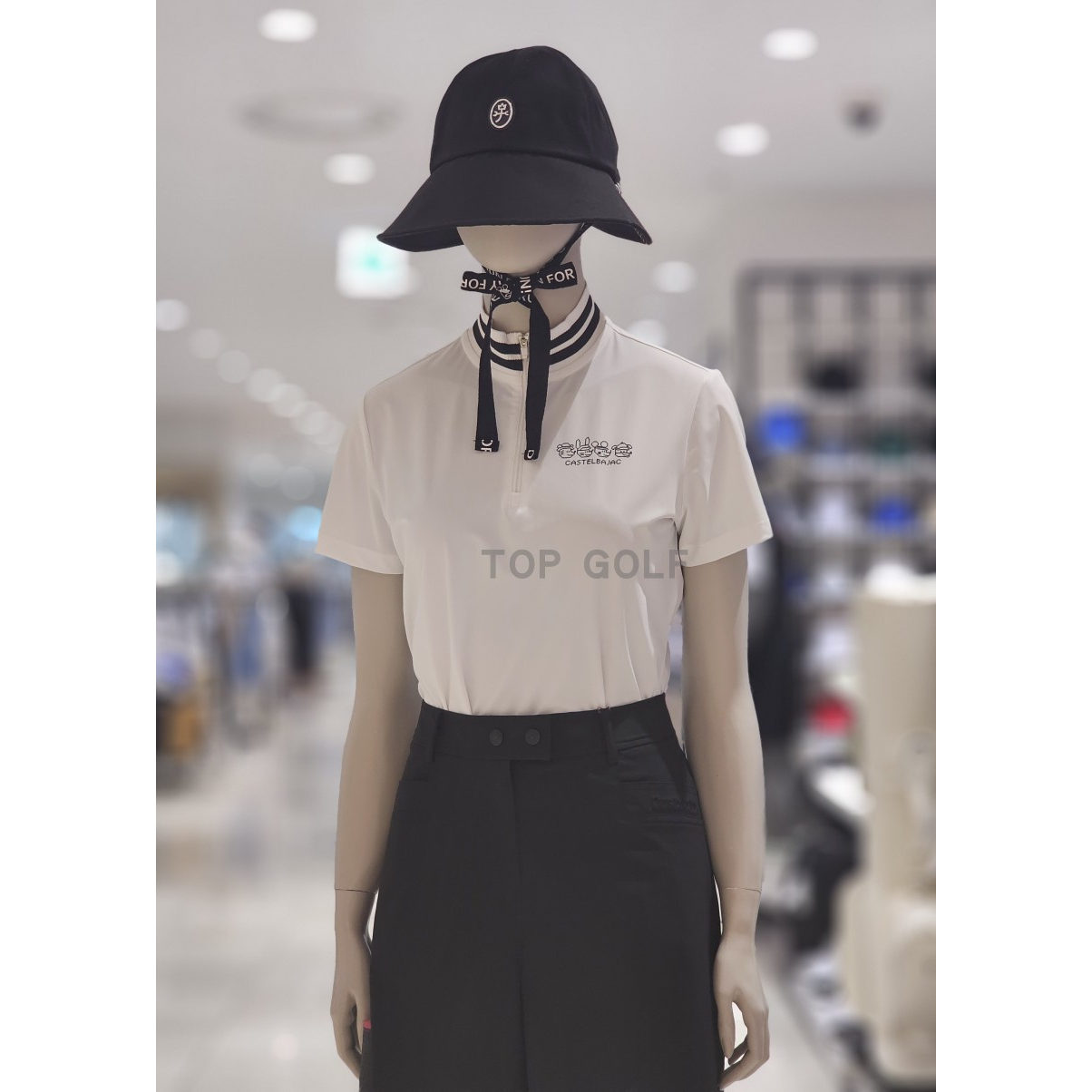 韩国代购Castelbajac C牌高尔夫服装 25夏女字母印花立领短袖T恤
