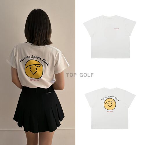 韩国代购PIVVEE GOLF高尔夫服装 26夏女圆领标志休闲百搭短袖T恤