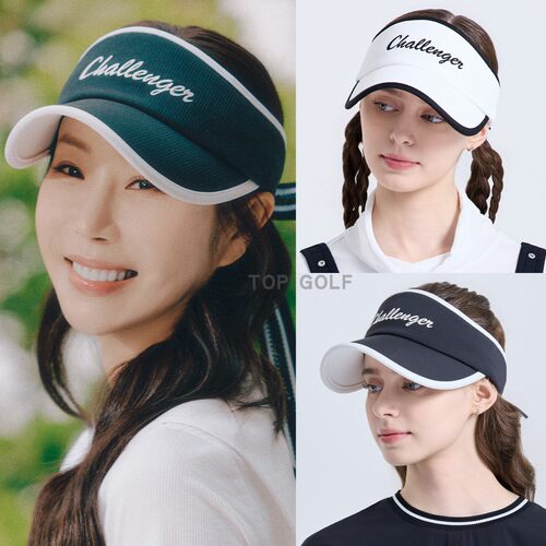 韩国代购 CHALLENGER 高尔夫帽子 26夏女字标拼色遮阳系带空顶帽