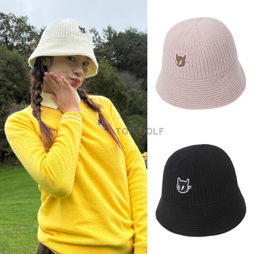 韩国代购WAAC GOLF高尔夫帽子 25秋冬款女针织小恶魔ins风渔夫帽