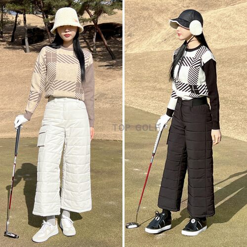韩国代购 MM GOLF 高尔夫裤子 26女防风防水加绒松紧腰直筒阔腿裤