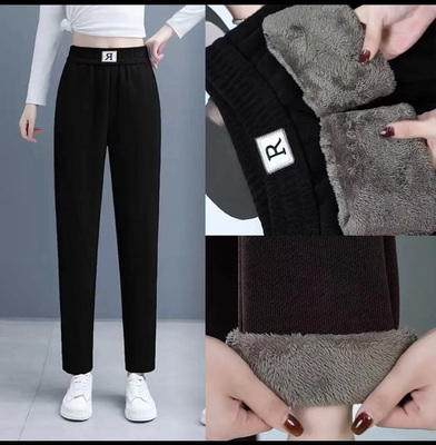 春秋冬季加绒裤子高腰