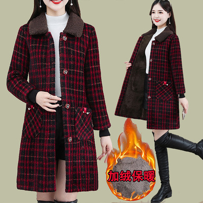 中长款洋气加绒毛呢外套