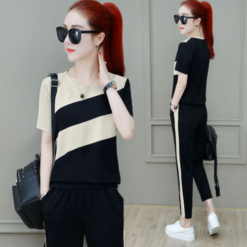 Sportswear women's 2021 summer new Korean loose size short sleeve fashion running leisure two piece suit for women