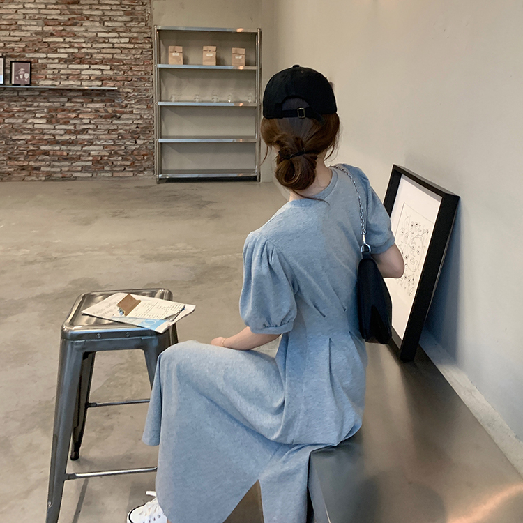 Official picture ᦇ solid color fashion medium length slim dress