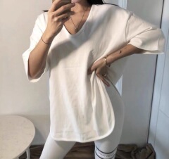 Short sleeve T-shirt women's fashion net red sexy clavicle top women's ingenuity