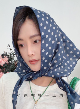 复古碎花三角头巾女包头丝巾