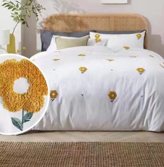 出口白色纯棉绣花被套枕套200*230/220*240三件套全棉1.5/1.8床品