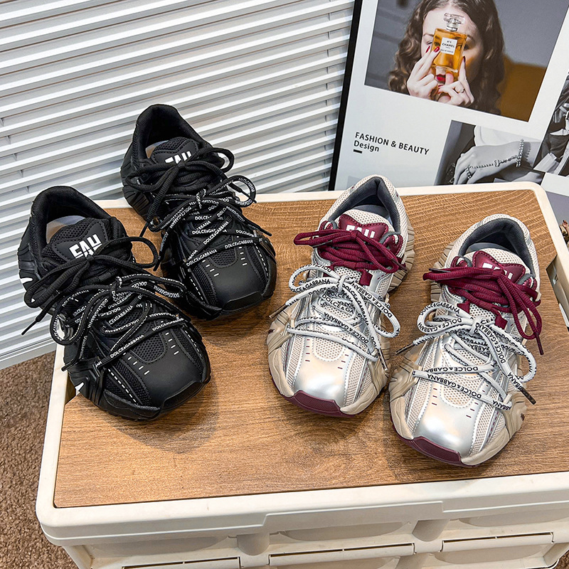 爱依服明星同款秋冬厚底6cm~复古鸳鸯带厚底增高老爹鞋女休闲运动