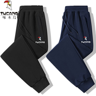 加绒加厚束脚小脚长裤 啄木鸟运动休闲裤 春秋冬季 纯棉卫裤 子 男大码