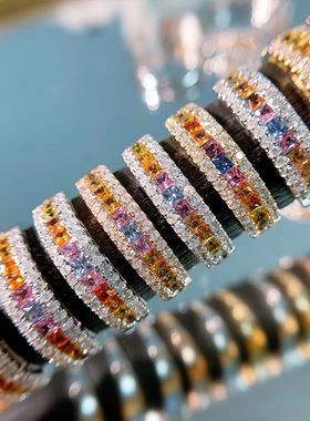 轻奢韩版镀18k锆石渐变日常戒指