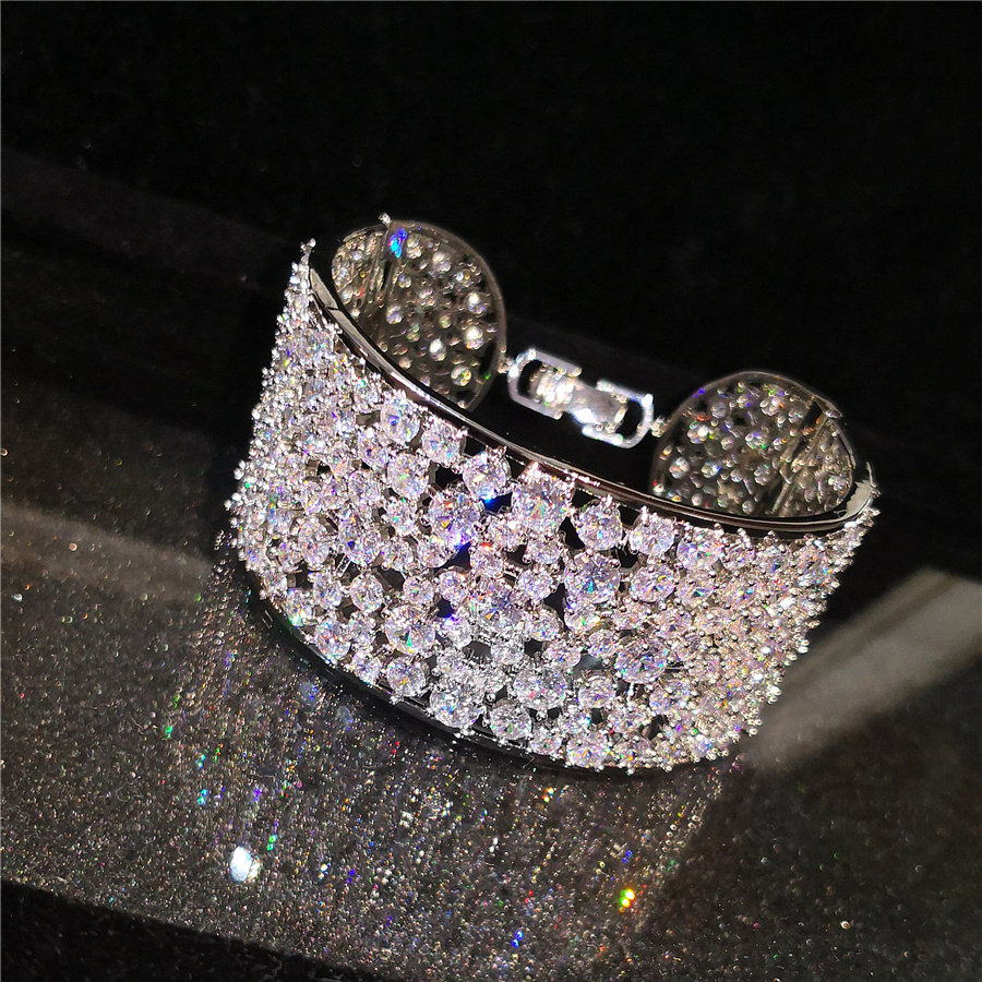 欧美饰品微镶锆石夸张不规则手镯舞宴会宽女式网红夜店奢华新娘