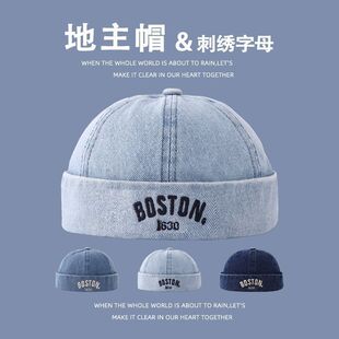 宝宝春秋韩系洋气牛仔地主帽儿童字母刺绣凹造型个性男童瓜皮帽子