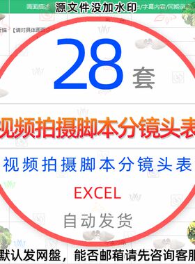 短视频拍摄脚本分镜头表EXCEL模板宣传片vlog策划案例计划表格wps