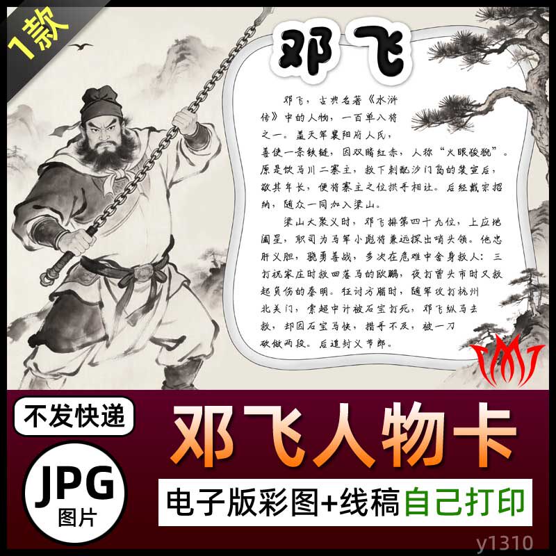 水浒传火眼狻猊邓飞人物卡介绍名片手抄报图片电子小报素材电子版