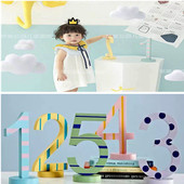 ins儿童摄影道具数字摆件影楼北欧实景搭配制作橱窗装 饰背景挂件