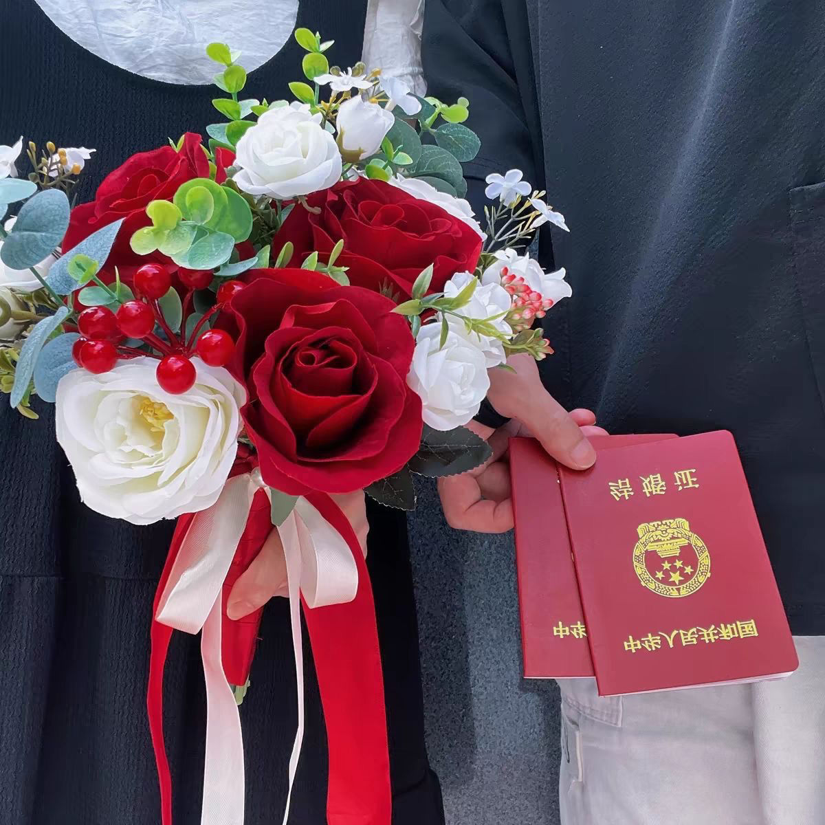 婚纱摄影仿真假花婚礼高档红玫瑰