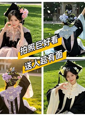 成品簪花学士帽新款大学生毕业拍照diy硕士帽材料仿真花毕业礼物