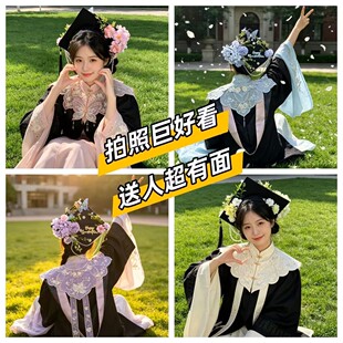 成品簪花学士帽新款大学生毕业拍照diy硕士帽材料仿真花毕业礼物