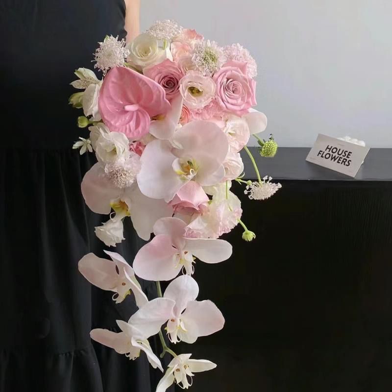 新娘手捧花仿真花束高级成品红色玫瑰复古新款订婚结婚登记领证花