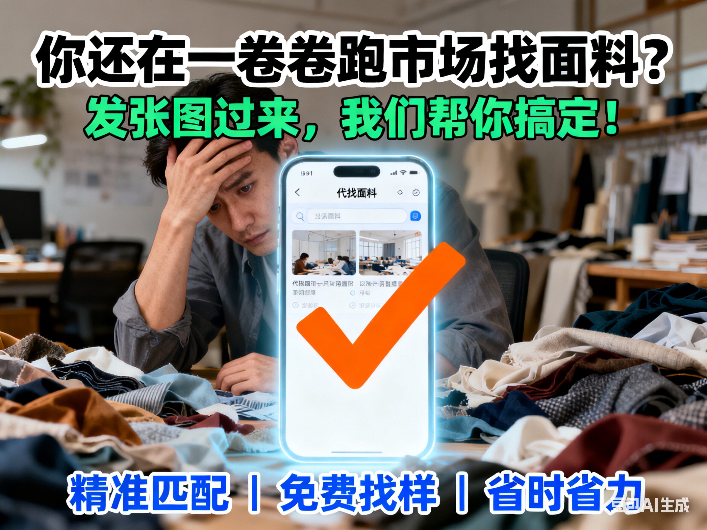 代找面料 凭图片或小样精准找布 专业快速匹配货源 免费提供小样