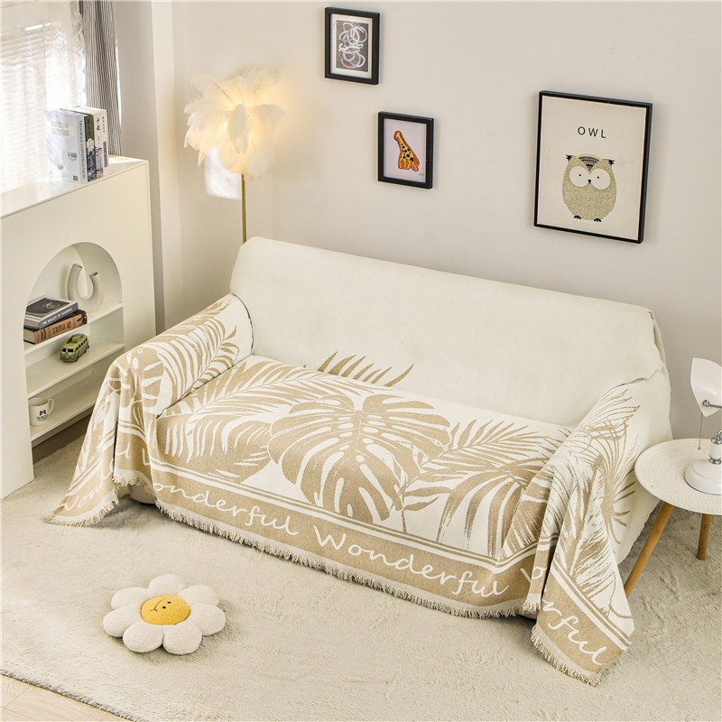 北欧高级感沙发巾万能全包盖布熊猫沙发垫套罩雪尼尔盖毯四季通用