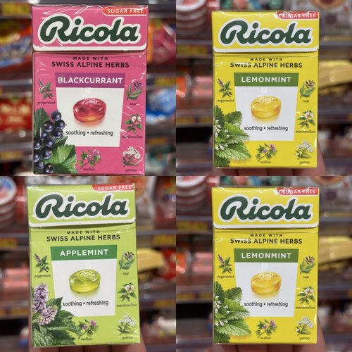 现货香港代购利口乐Ricola 黑加仑/柠檬/香草味润喉糖便携盒装