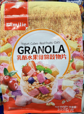 香港代购 进口Familie乳酪水果什锦谷物片水果仁即食麦片350g袋装
