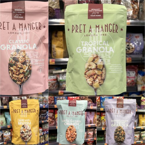 香港代购 Pret Manger 谷物/谷麦/巧克力杏仁早餐袋装400g