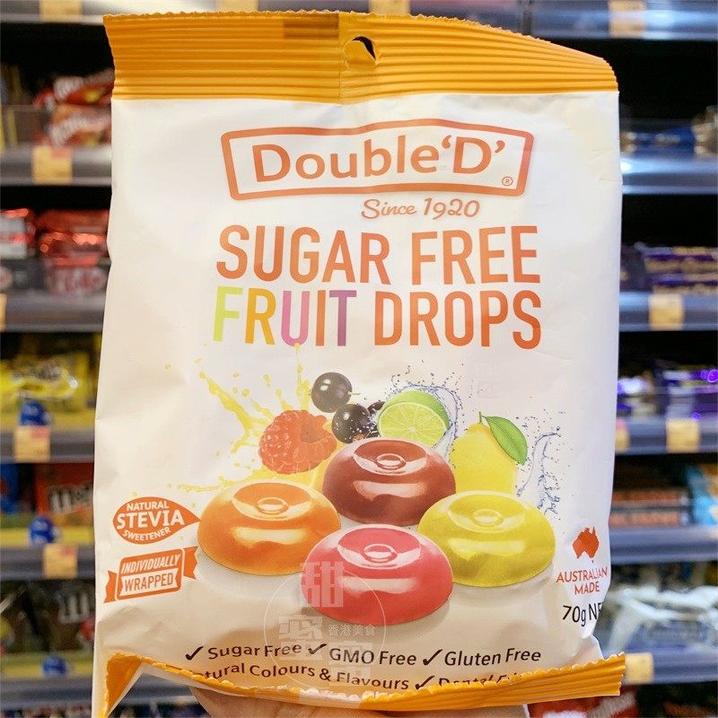 香港代购 double d 无糖混合什锦水果味牛油味糖果袋装70g