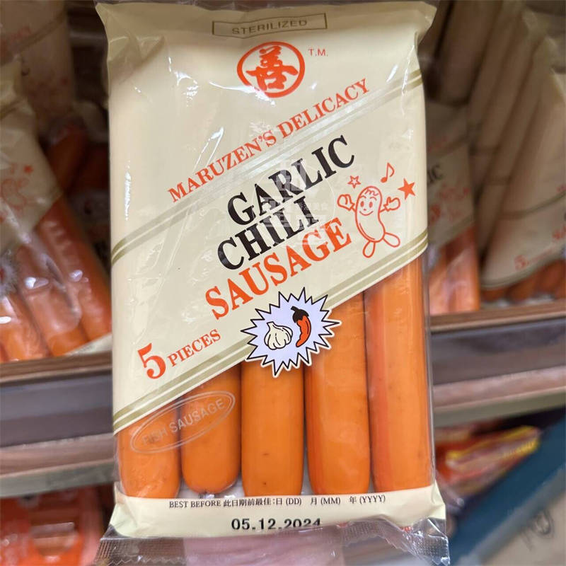 香港代购 进口 善字牌 鱼肉大辣肠蒜辣味45gX5条装 即食海味鱼肠