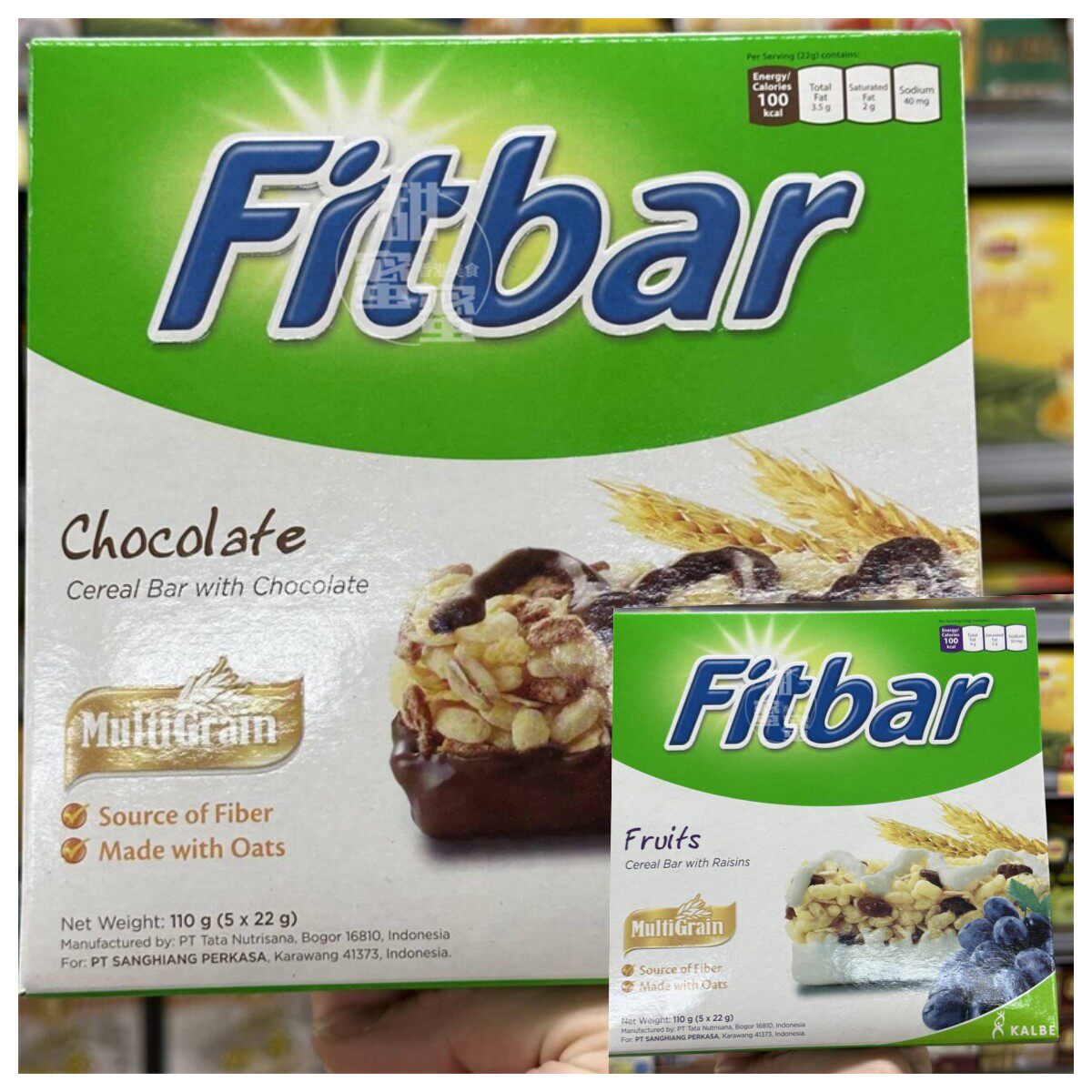 Fitbar水果/巧克力麦纤谷物棒