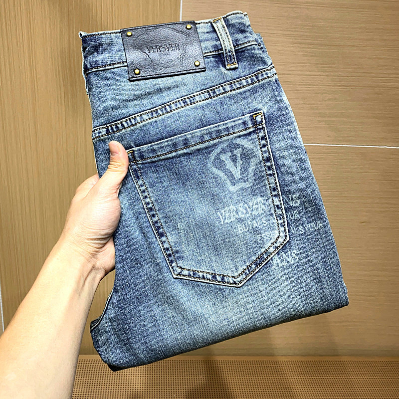 春装新款2026春季薄款高端潮流牛仔裤男士修身小脚裤轻奢休闲长裤